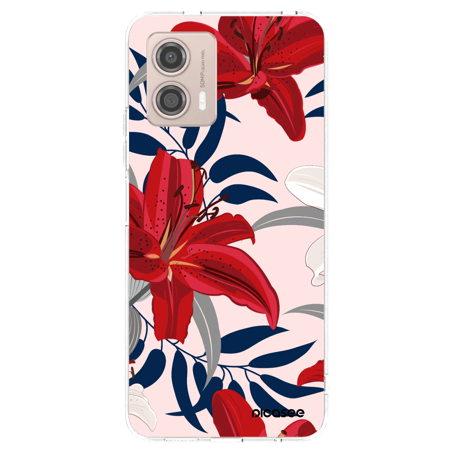 Picasee silikonový průhledný obal pro Motorola Moto G53 5G - Red Lily
