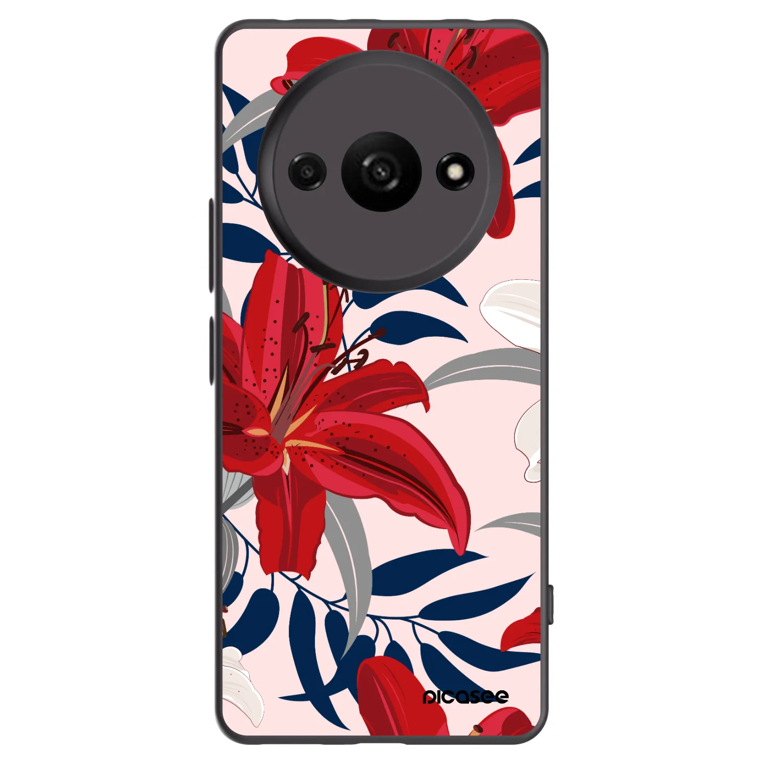 Picasee silikonový černý obal pro Xiaomi Redmi A3 - Red Lily