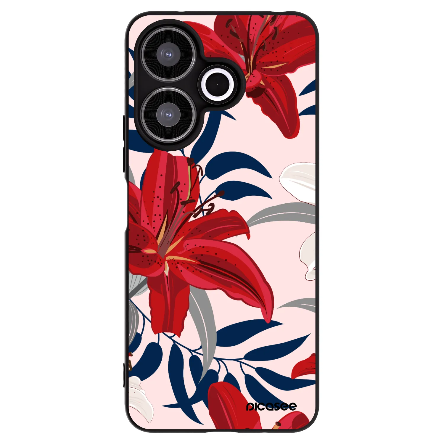 Picasee silikonový černý obal pro Xiaomi Redmi 13 4G - Red Lily
