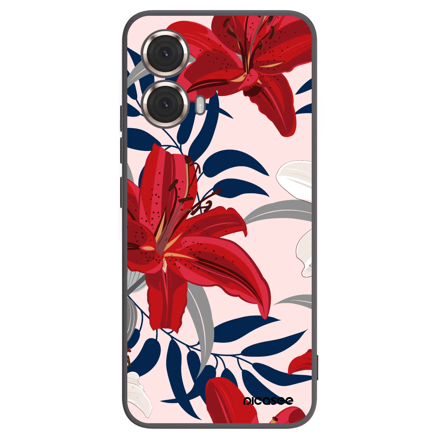 Picasee silikonový černý obal pro Motorola Moto G85 - Red Lily