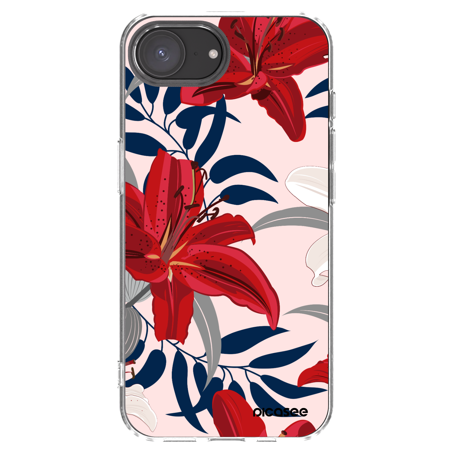 Picasee silikonový průhledný obal pro Apple iPhone 16e - Red Lily