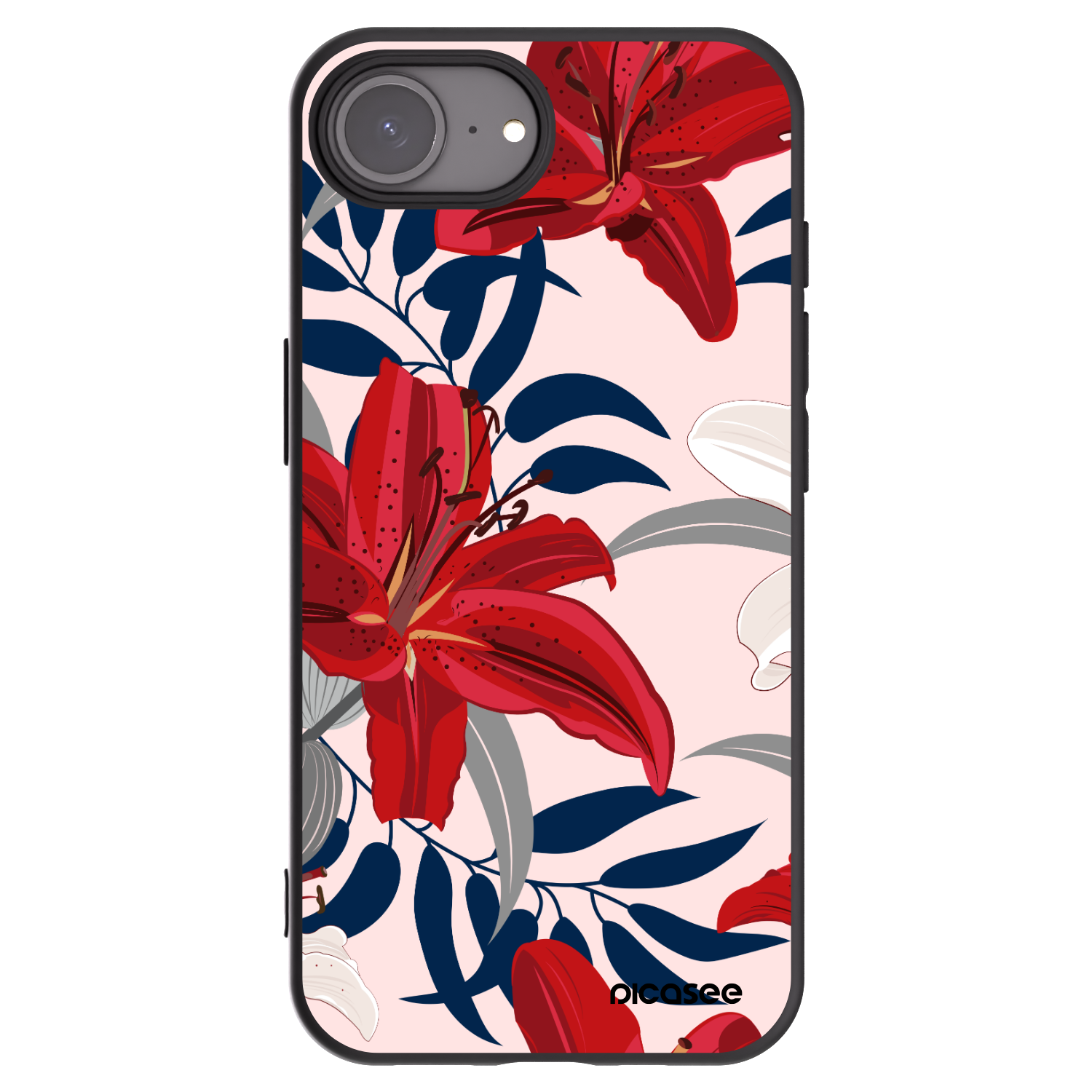 Picasee silikonový černý obal pro Apple iPhone 16e - Red Lily