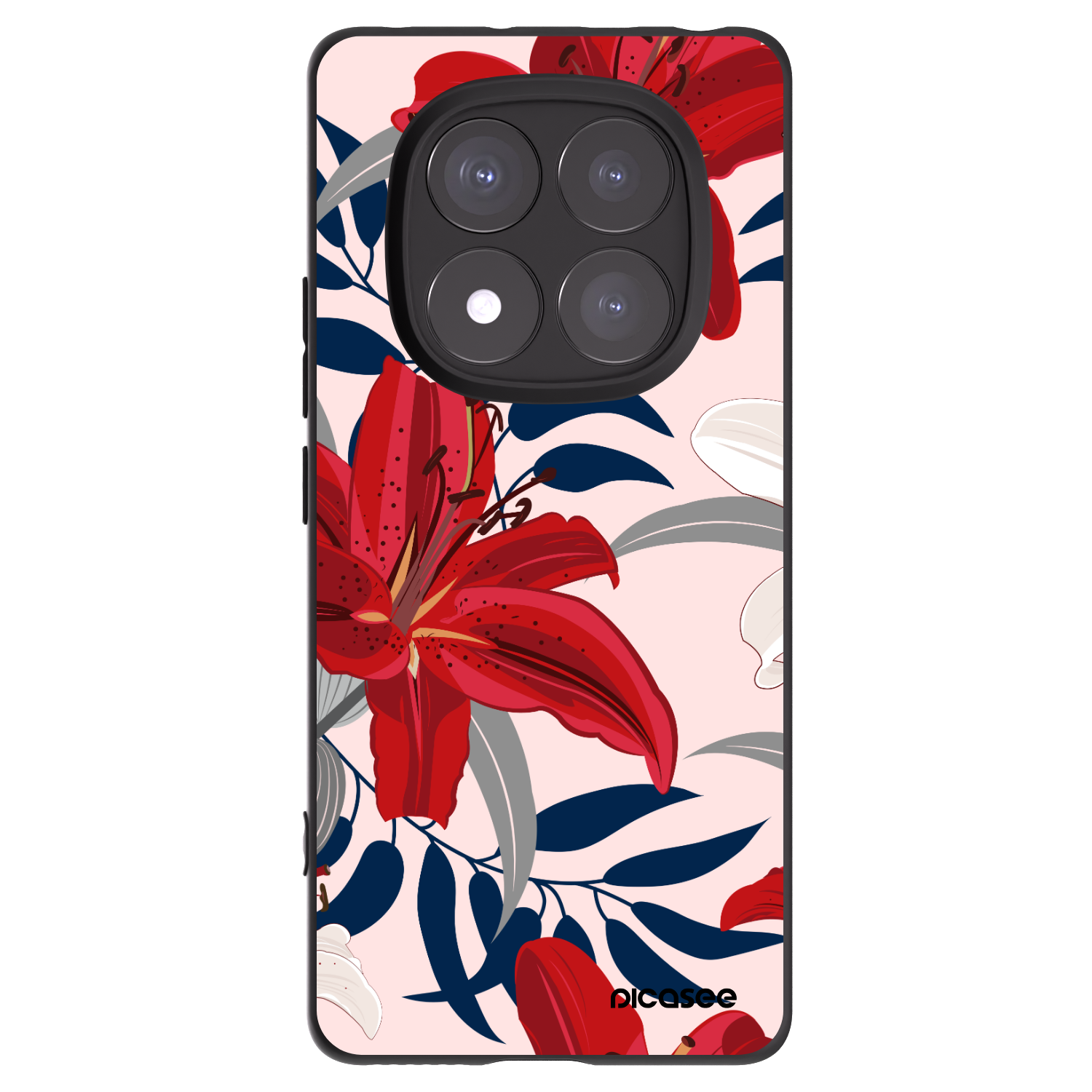 Picasee silikonový černý obal pro Xiaomi Redmi Note 14 Pro 5G - Red Lily