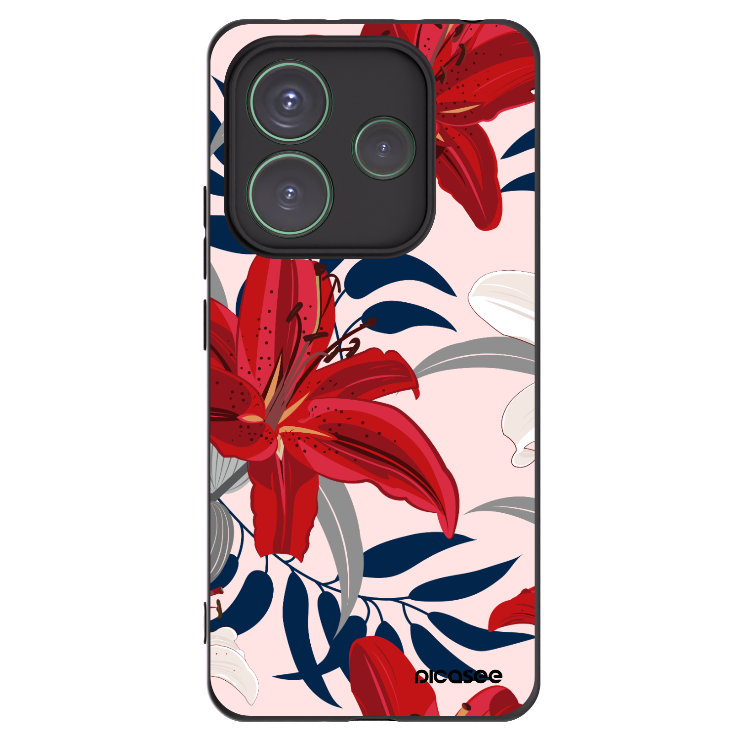 Picasee silikonový černý obal pro Xiaomi Redmi Note 14 5G - Red Lily