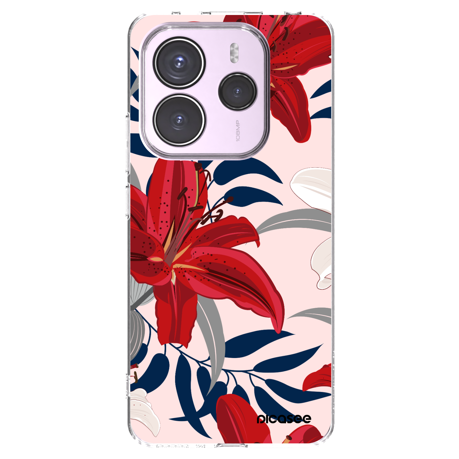 Picasee silikonový průhledný obal pro Xiaomi Redmi Note 14 5G - Red Lily