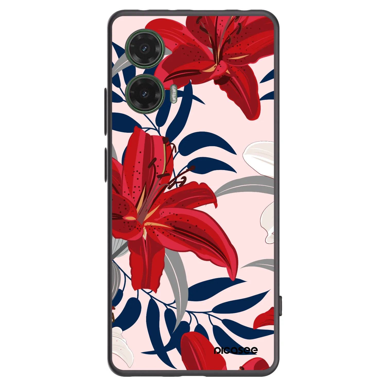 Picasee silikonový černý obal pro Motorola Moto G35 5G - Red Lily