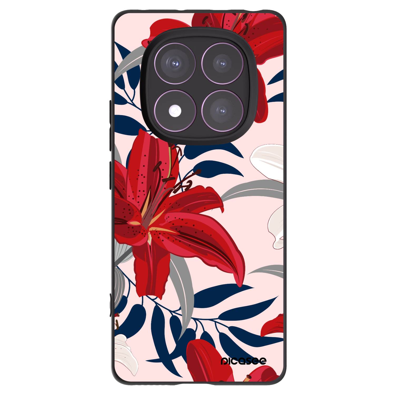 Picasee silikonový černý obal pro Xiaomi Redmi Note 14 Pro 4G - Red Lily