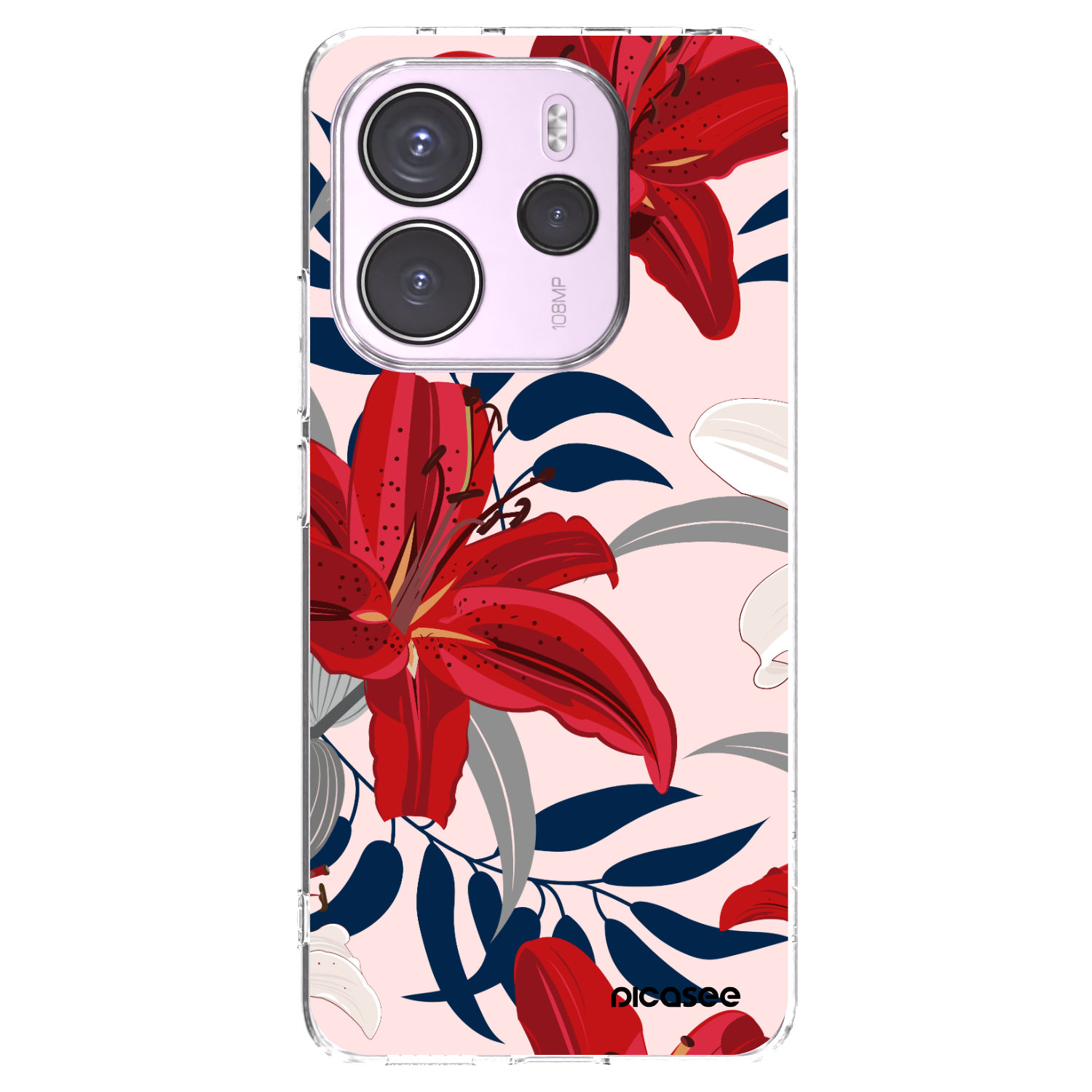 Picasee silikonový průhledný obal pro Xiaomi Redmi Note 14 4G - Red Lily