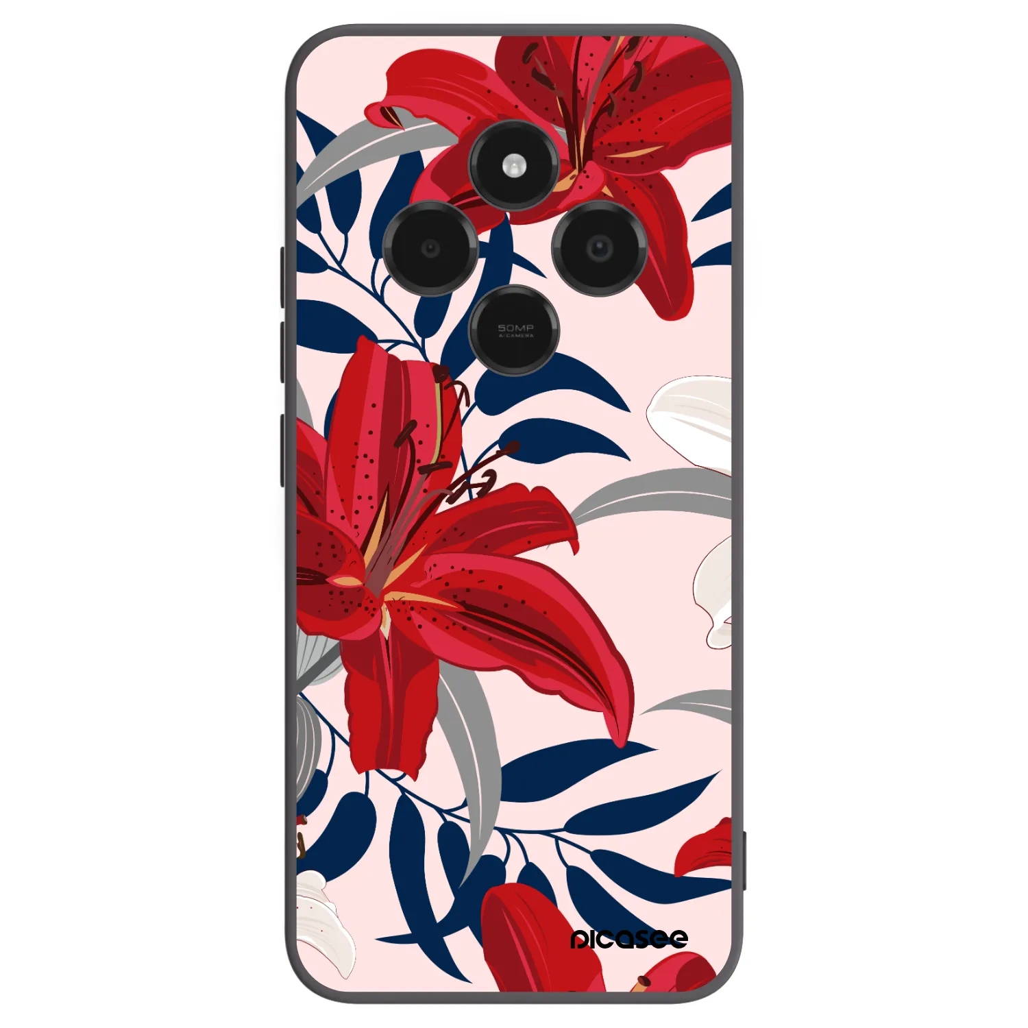 Picasee silikonový černý obal pro Xiaomi Poco C75 - Red Lily