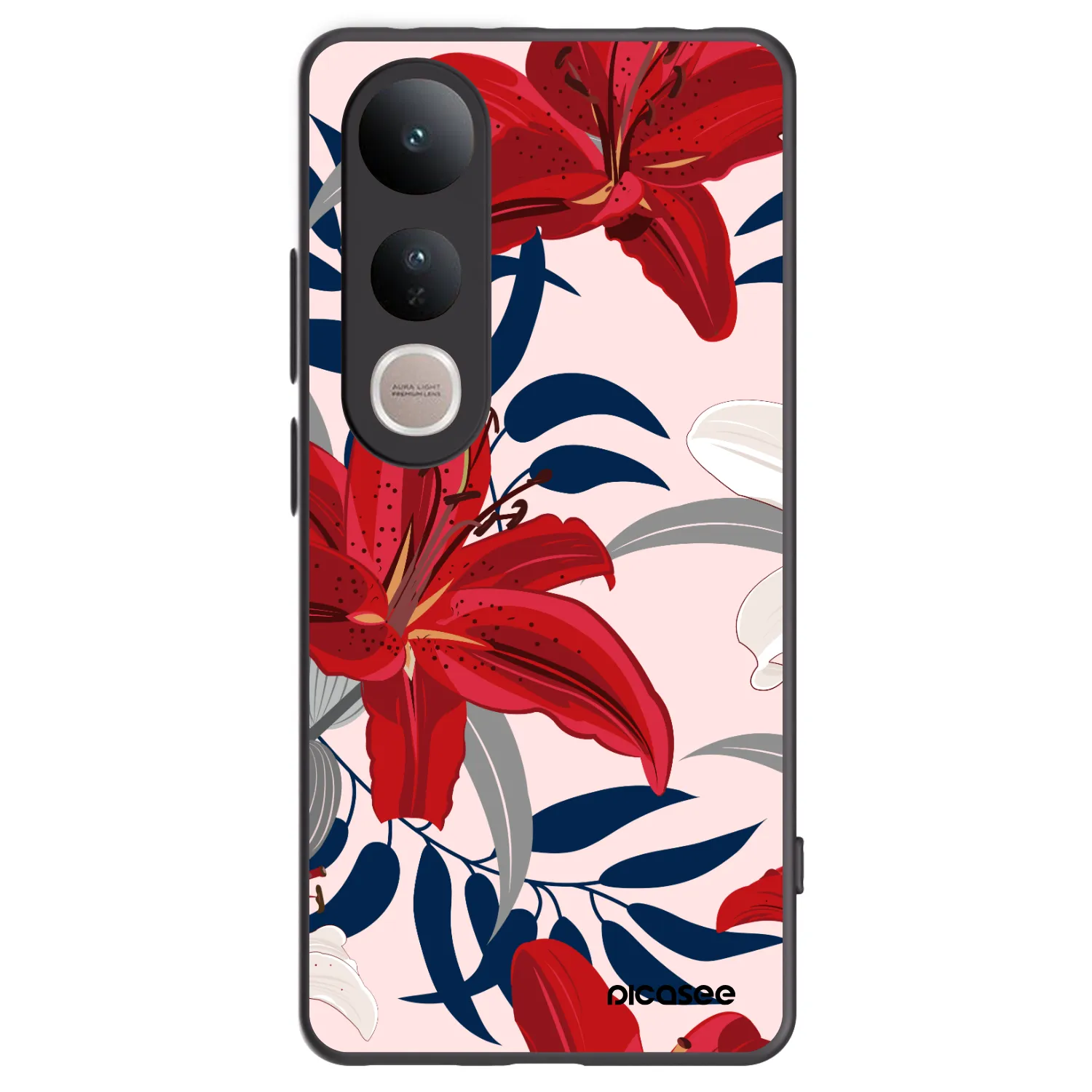 Picasee silikonový černý obal pro Vivo V50 Lite 5G - Red Lily