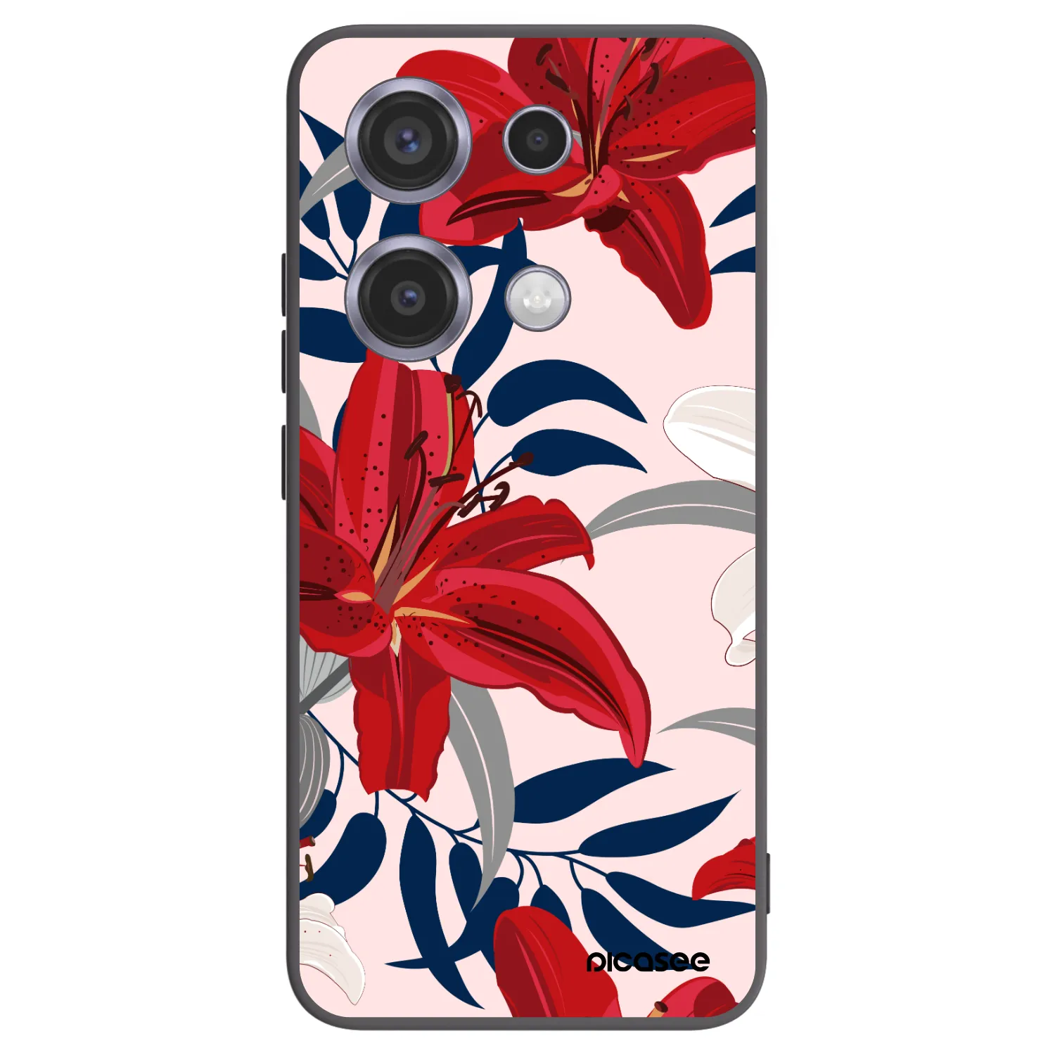 Picasee silikonový černý obal pro Xiaomi Redmi Note 14S - Red Lily