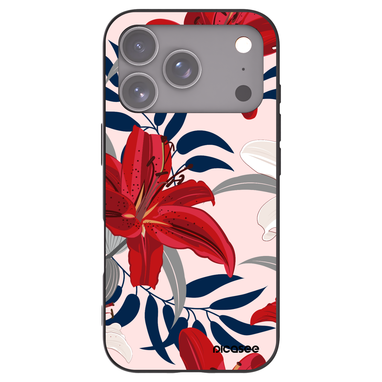 Picasee silikonový černý obal pro Apple iPhone 17 Pro - Red Lily