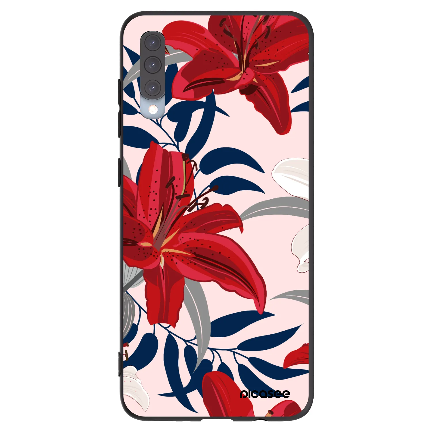 Picasee silikonový černý obal pro Samsung Galaxy A70 A705F - Red Lily