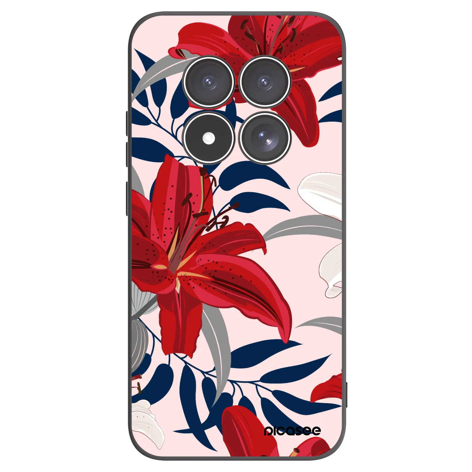 Picasee silikonový černý obal pro Xiaomi Redmi Note 15 Pro 4G - Red Lily