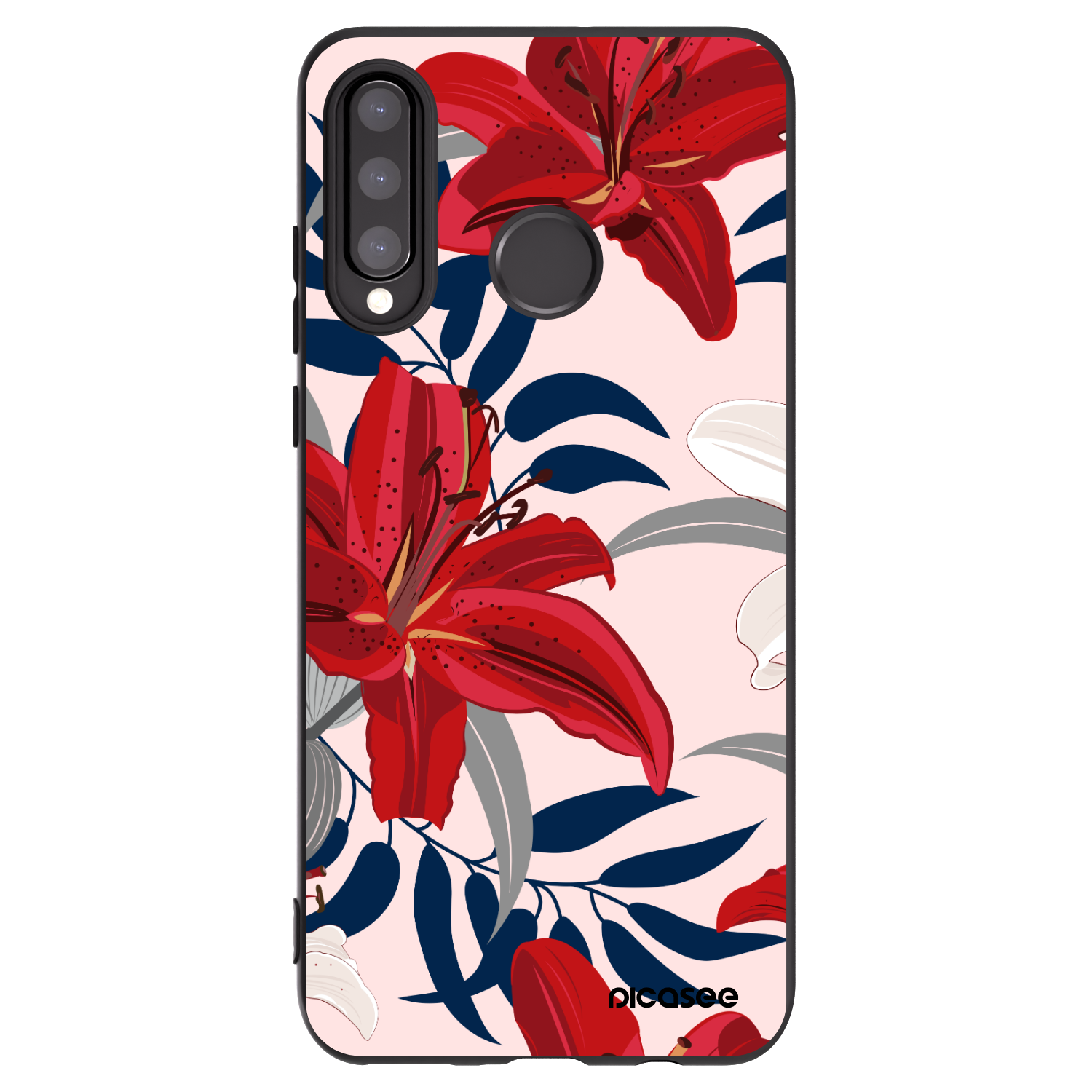 Picasee silikonový černý obal pro Huawei P30 Lite - Red Lily