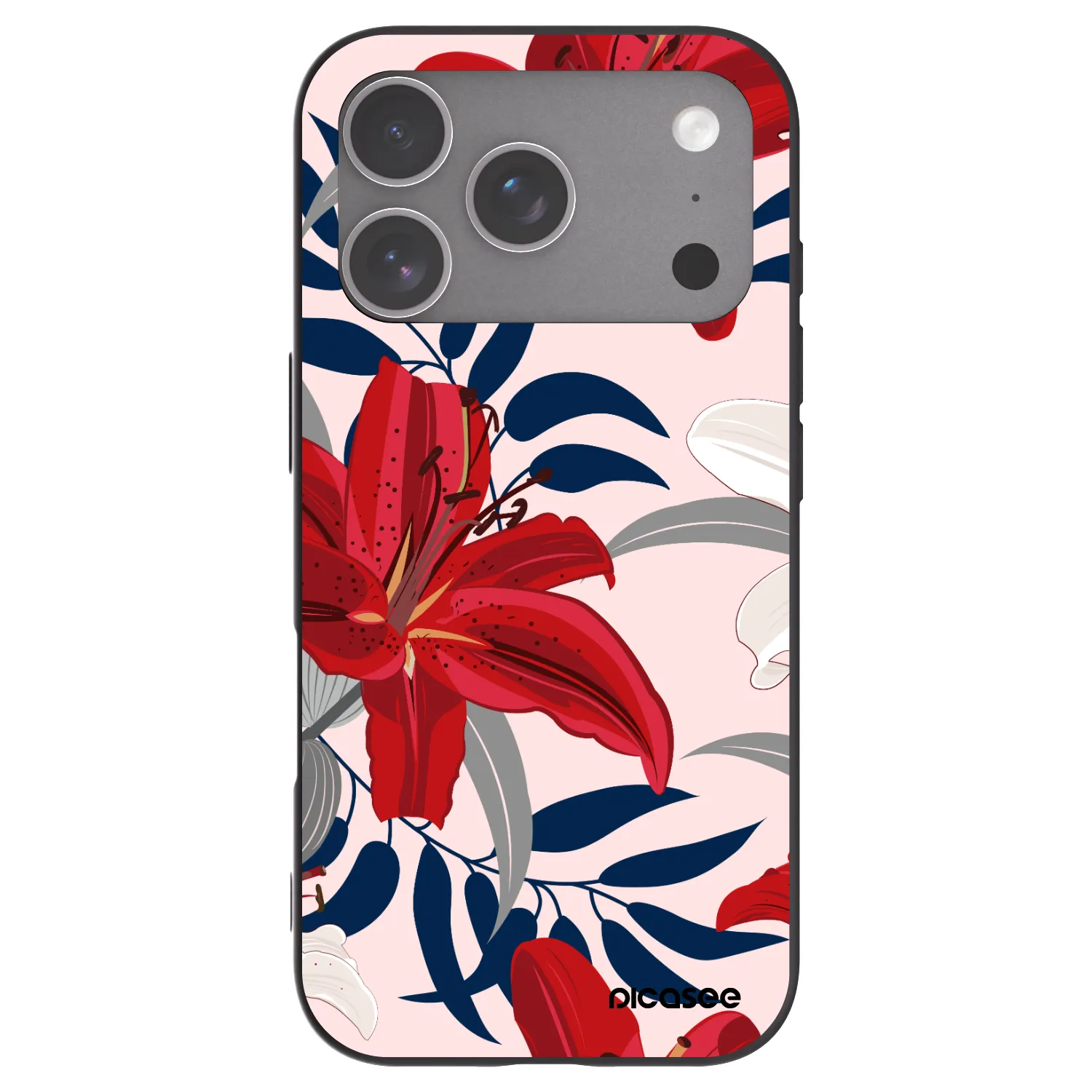 Picasee silikonový černý obal pro Apple iPhone 18 Pro - Red Lily