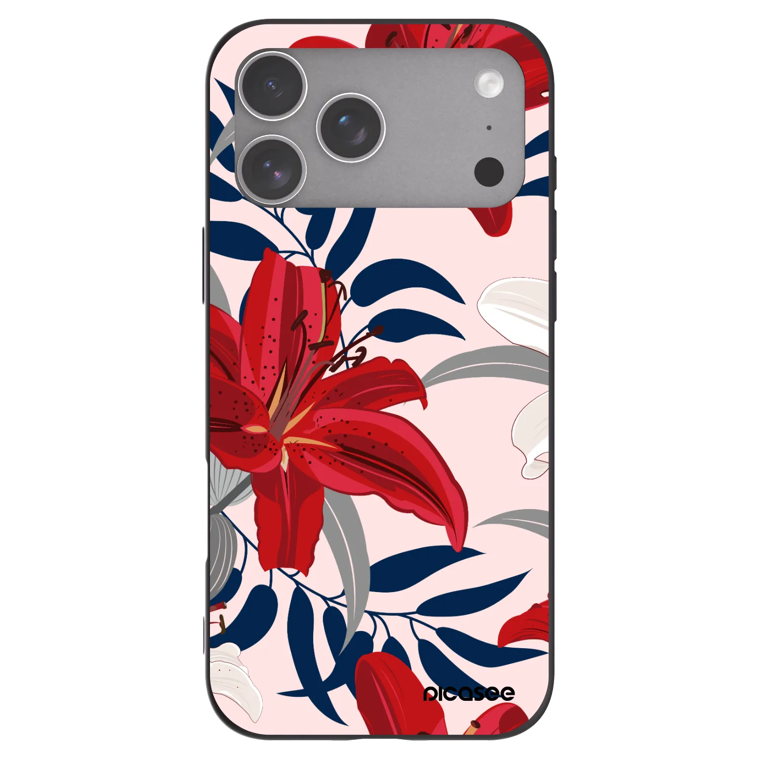 Picasee silikonový černý obal pro Apple iPhone 18 Pro Max - Red Lily