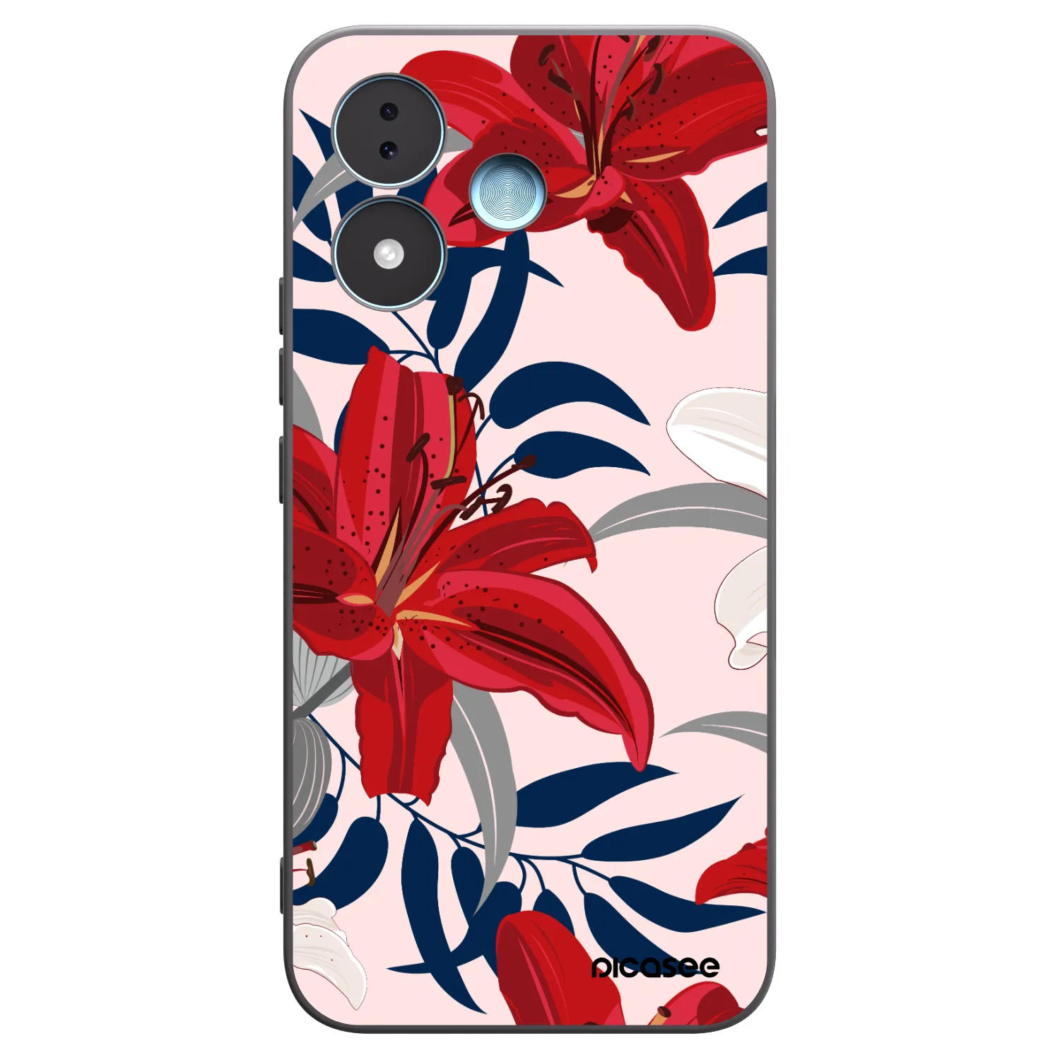 Picasee silikonový černý obal pro Xiaomi Redmi Note 17 5G - Red Lily