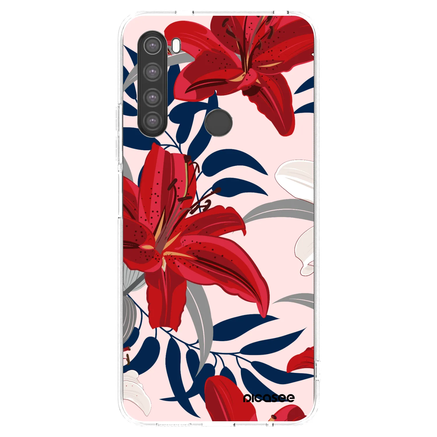 Picasee silikonový průhledný obal pro Xiaomi Redmi Note 8 - Red Lily