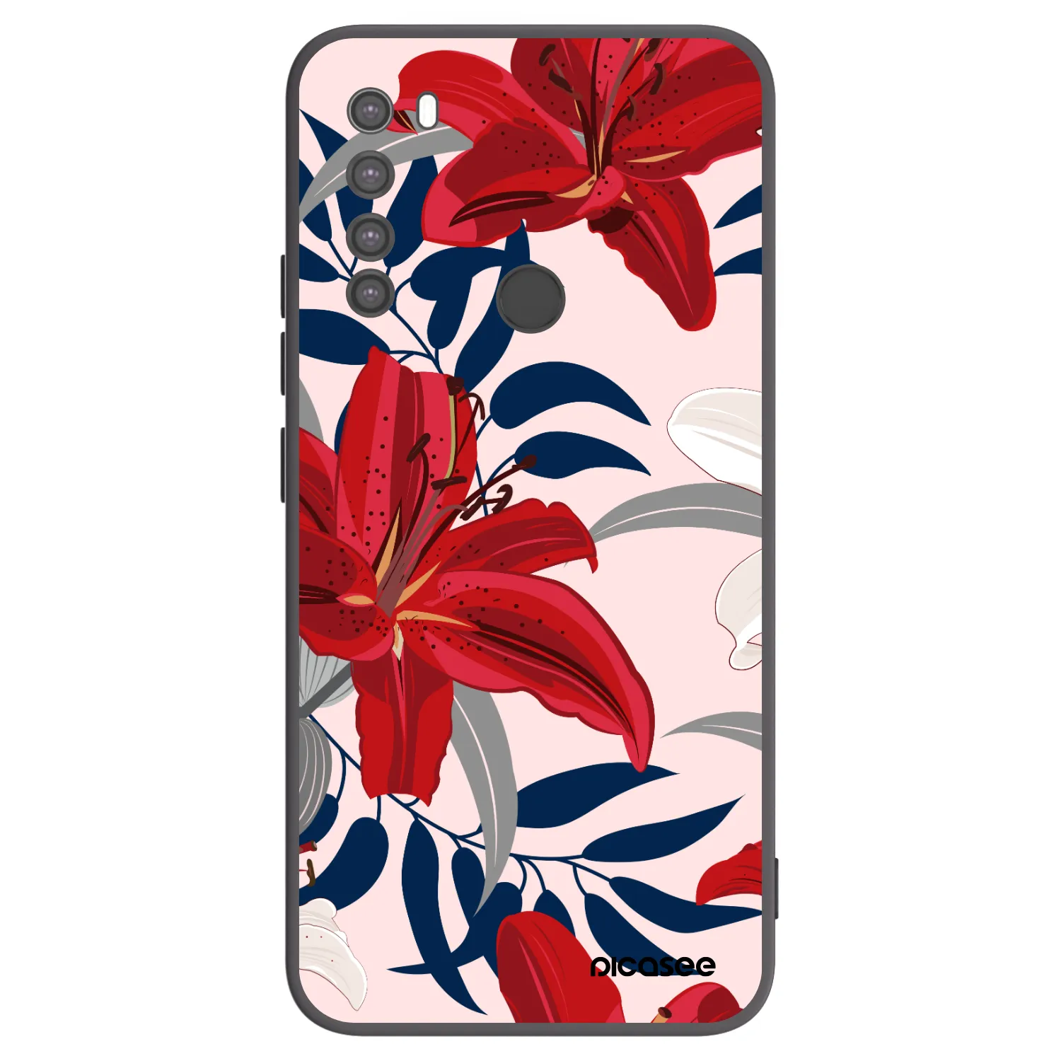 Picasee silikonový černý obal pro Xiaomi Redmi Note 8 - Red Lily