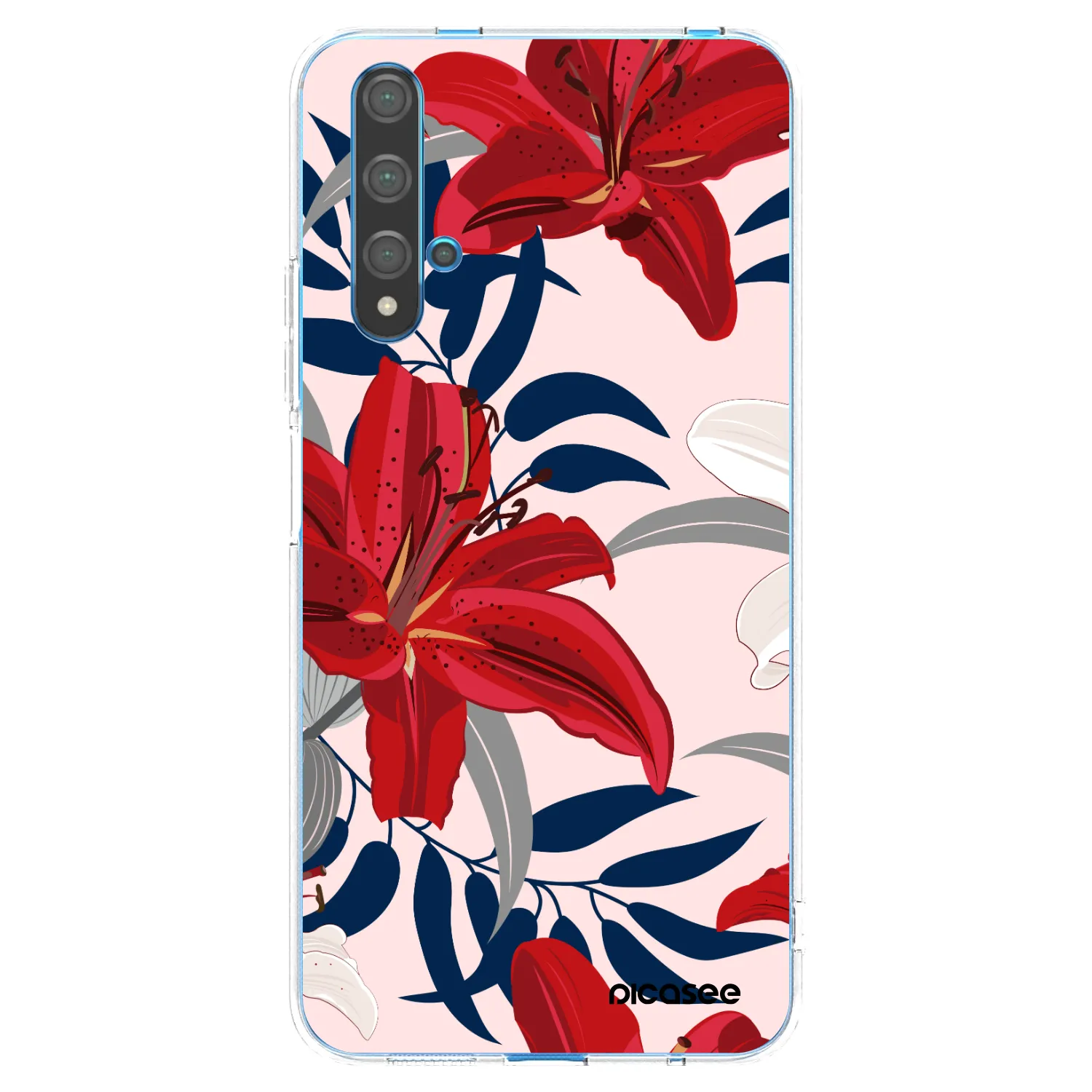 Picasee silikonový průhledný obal pro Huawei Nova 5T - Red Lily
