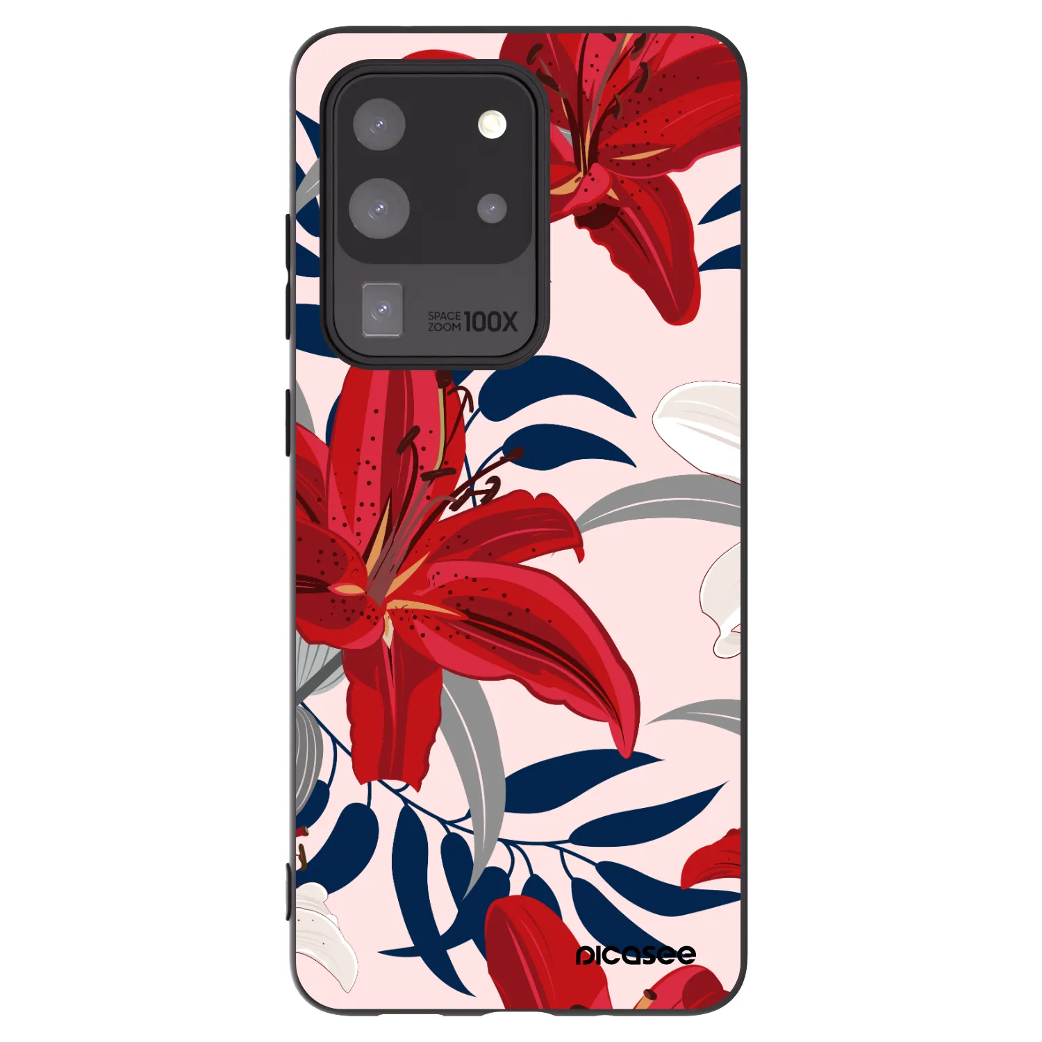 Picasee silikonový černý obal pro Samsung Galaxy S20 Ultra 5G G988F - Red Lily