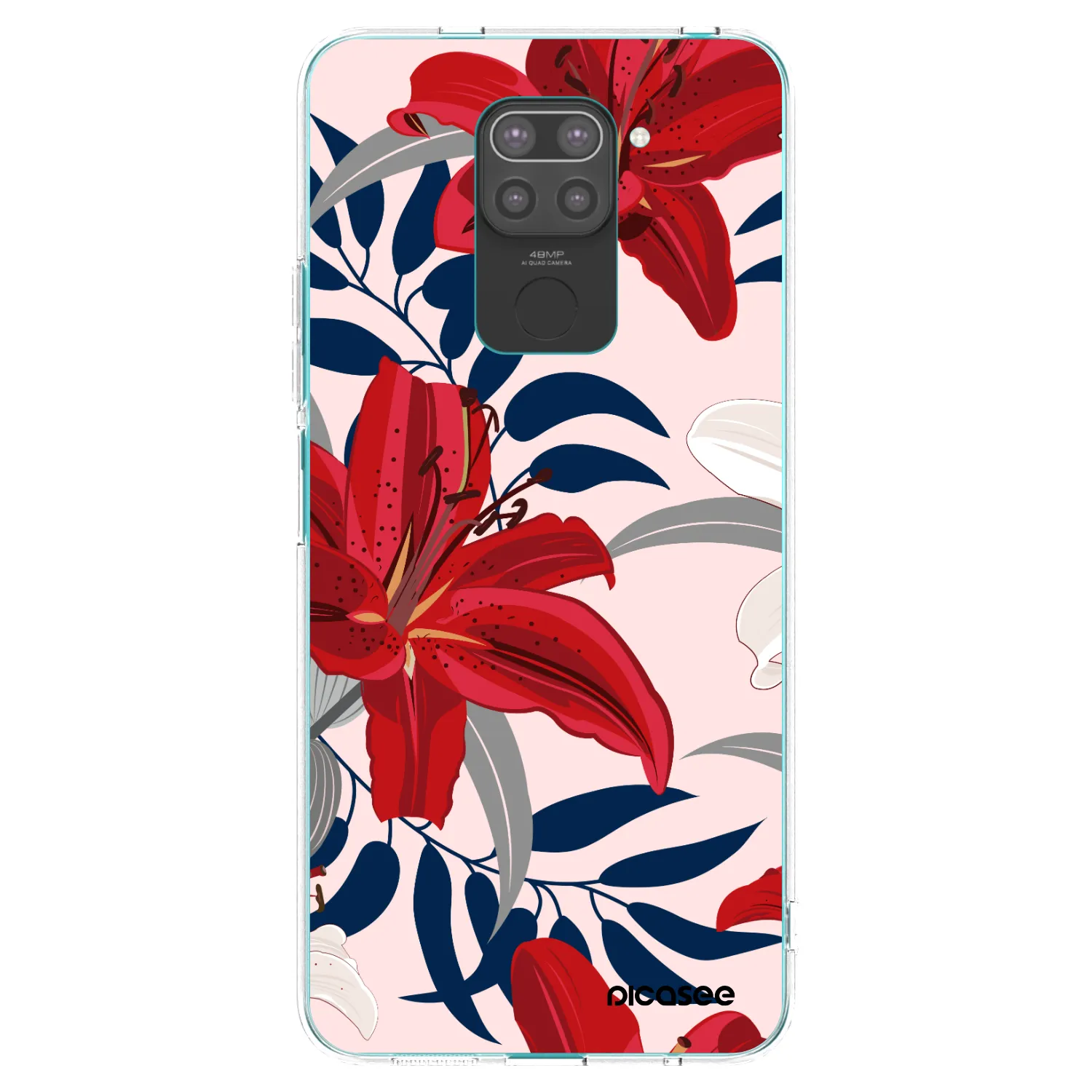 Picasee silikonový černý obal pro Xiaomi Redmi Note 9 - Red Lily