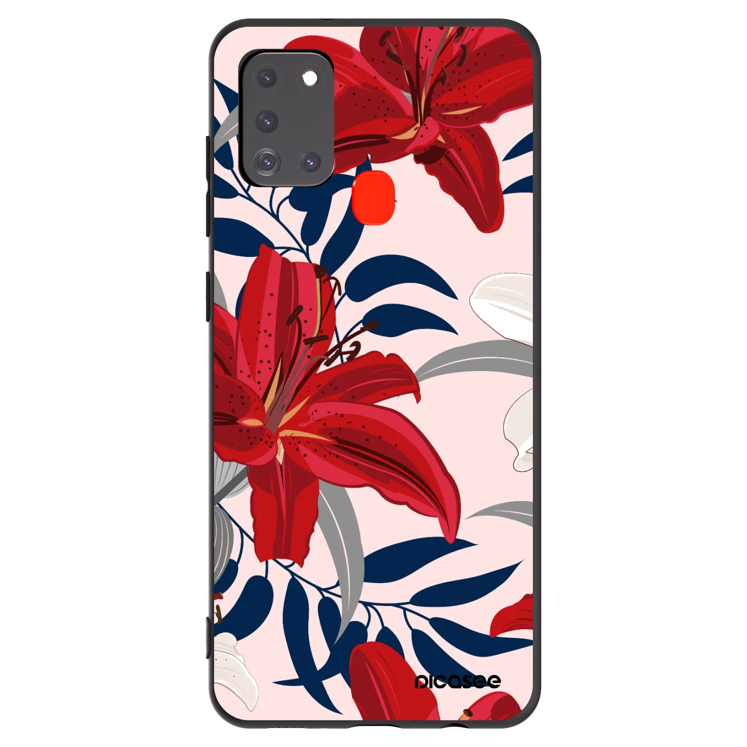 Picasee silikonový černý obal pro Samsung Galaxy A21s - Red Lily