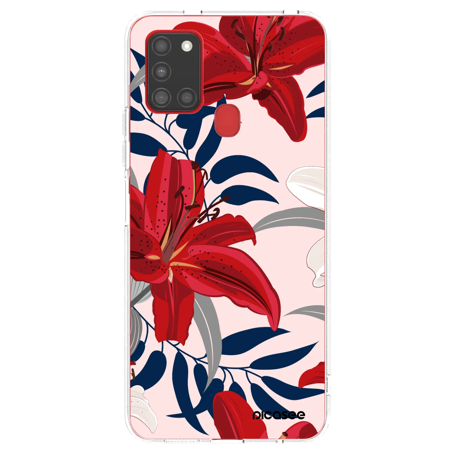 Picasee silikonový průhledný obal pro Samsung Galaxy A21s - Red Lily