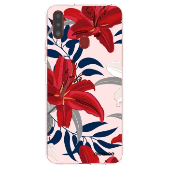 Picasee silikonový průhledný obal pro Samsung Galaxy A20s - Red Lily