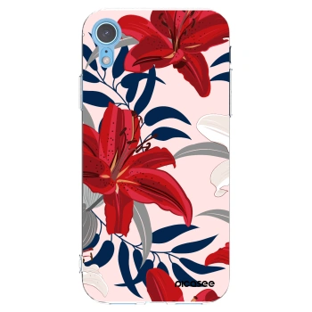 Picasee silikonový průhledný obal pro Apple iPhone XR - Red Lily
