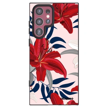 Picasee silikonový černý obal pro Samsung Galaxy S22 Ultra 5G - Red Lily