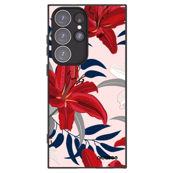 Picasee silikonový černý obal pro Samsung Galaxy S23 Ultra 5G - Red Lily