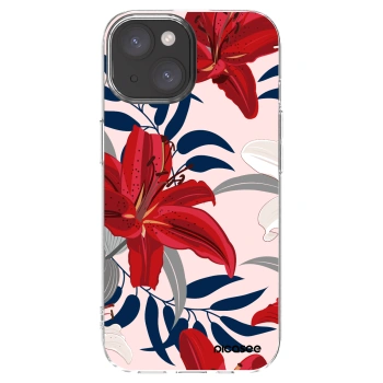 Picasee silikonový průhledný obal pro Apple iPhone 15 - Red Lily