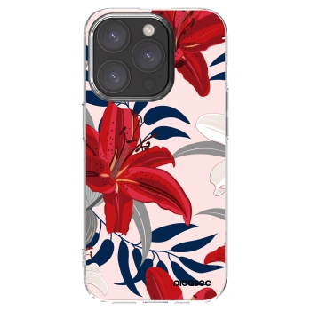 Picasee silikonový průhledný obal pro Apple iPhone 15 Pro - Red Lily