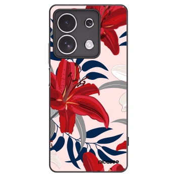 Picasee silikonový černý obal pro Xiaomi Redmi Note 13 4G - Red Lily