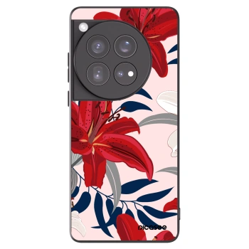 Picasee silikonový černý obal pro OnePlus 12 5G - Red Lily