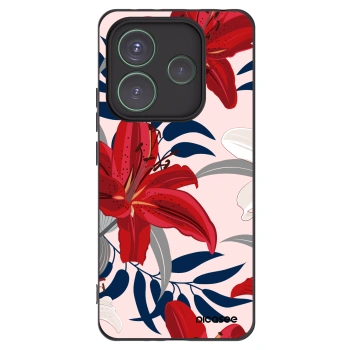 Picasee silikonový černý obal pro Xiaomi Redmi Note 14 5G - Red Lily