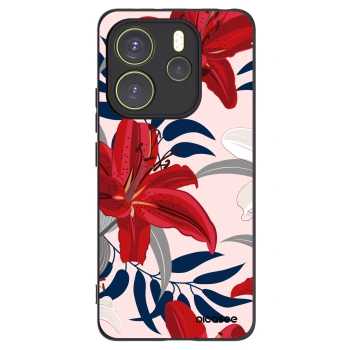 Picasee silikonový černý obal pro Xiaomi Redmi Note 14 4G - Red Lily