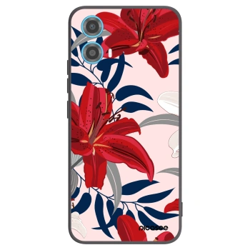 Picasee silikonový černý obal pro Motorola Moto G34 5G - Red Lily