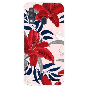 Picasee silikonový průhledný obal pro Samsung Galaxy A40 A405F - Red Lily