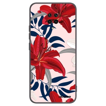 Picasee silikonový černý obal pro Xiaomi Redmi Note 9 Pro - Red Lily