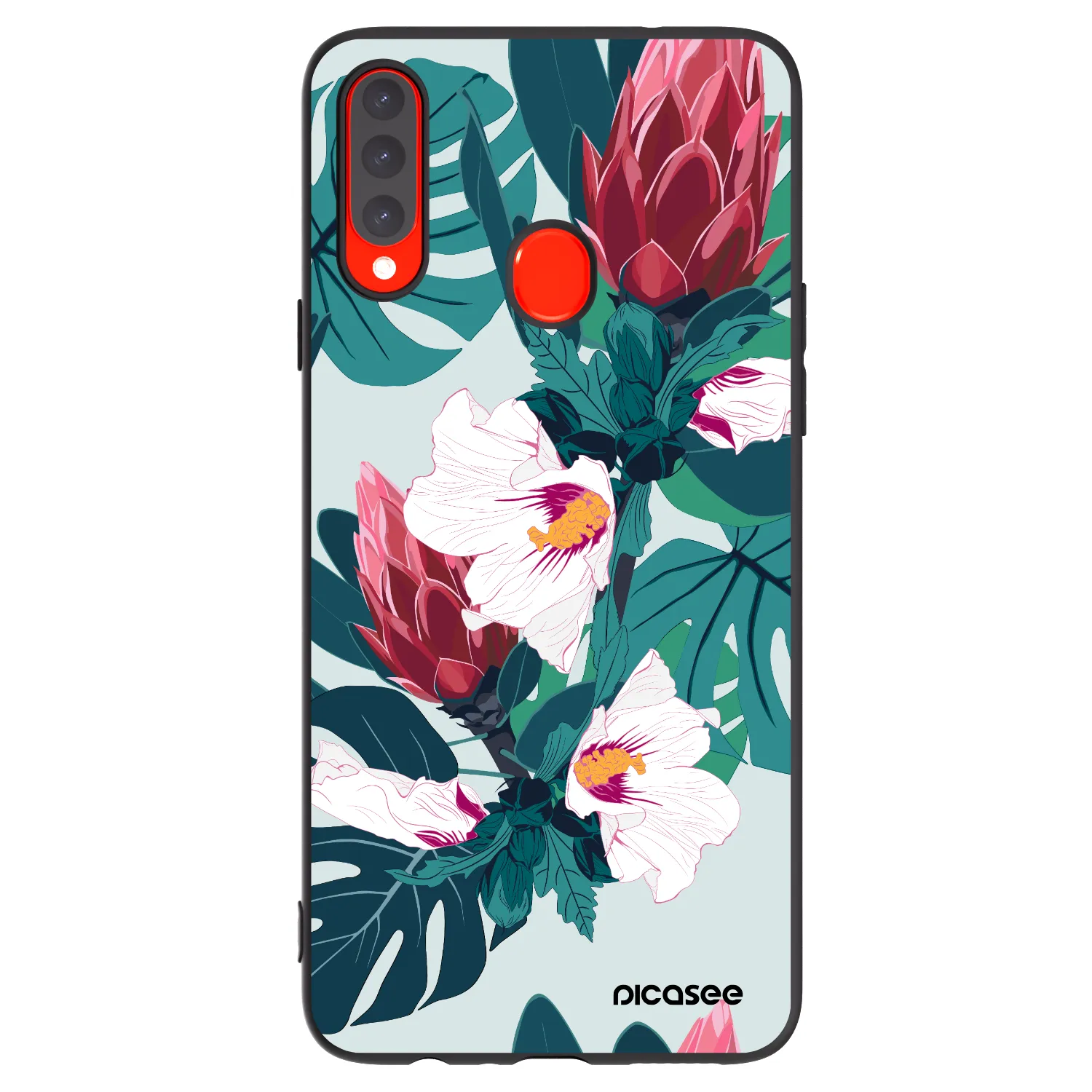 Picasee silikonový černý obal pro Samsung Galaxy A20s - Rhododendron