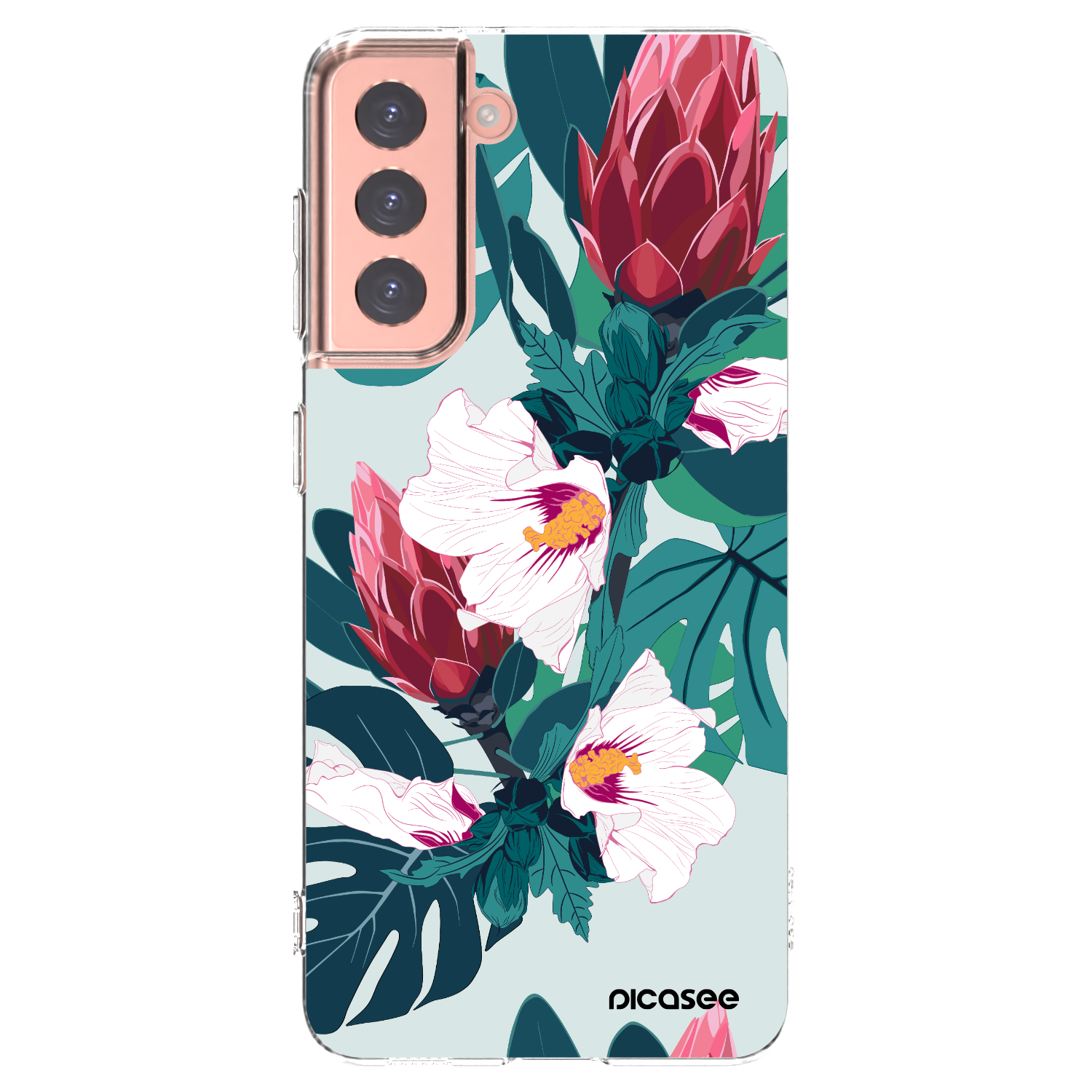 Picasee silikonový průhledný obal pro Samsung Galaxy S21 5G G991B - Rhododendron