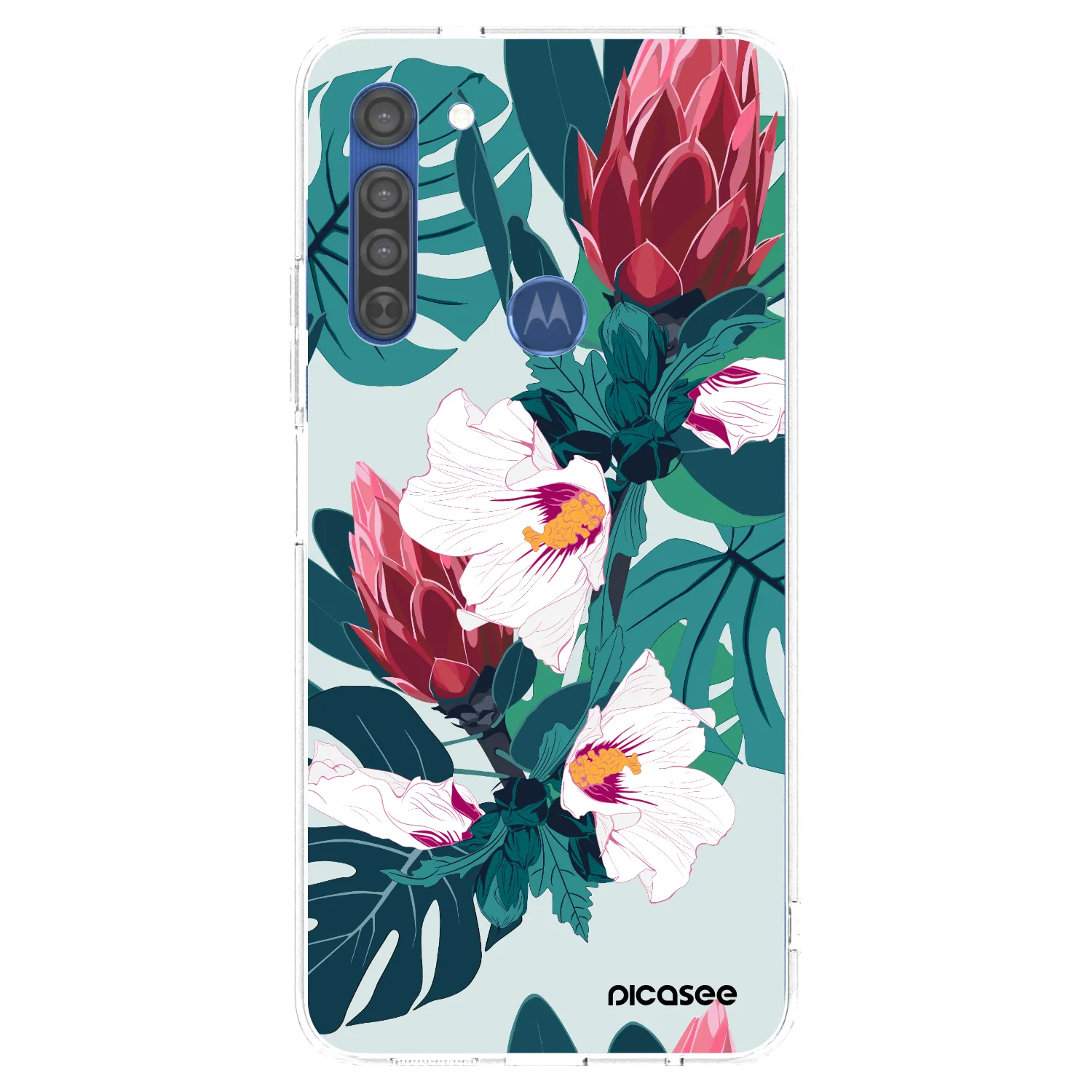 Picasee silikonový průhledný obal pro Motorola Moto G8 - Rhododendron