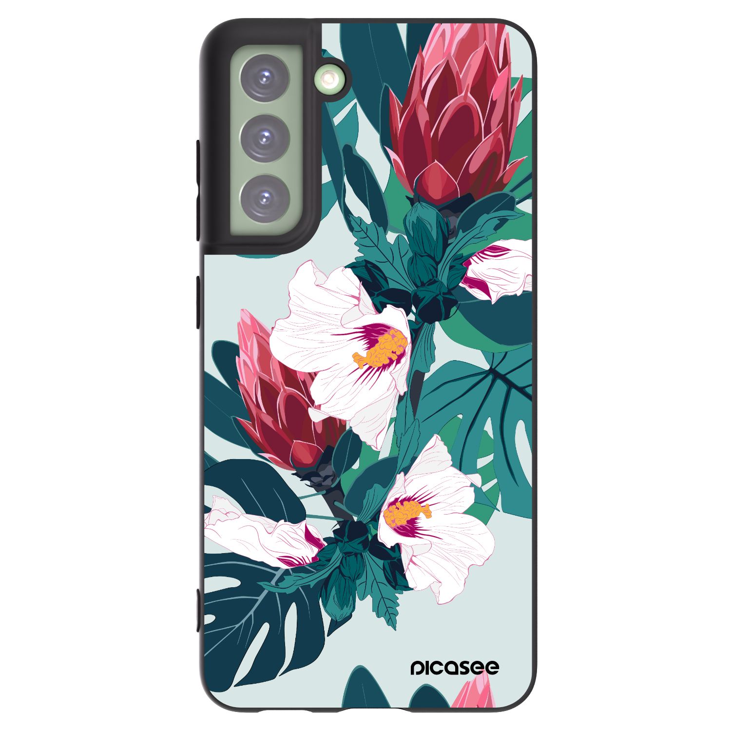 Picasee silikonový černý obal pro Samsung Galaxy S21 FE 5G - Rhododendron