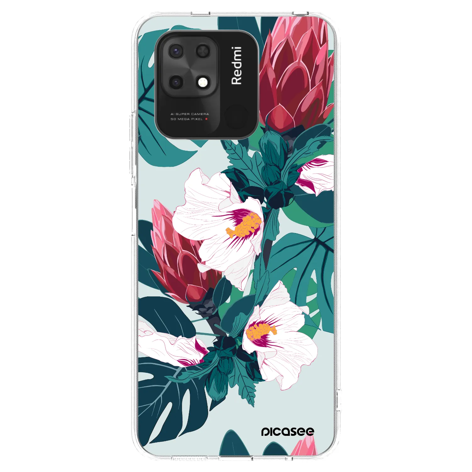 Picasee silikonový průhledný obal pro Xiaomi Redmi 10C - Rhododendron
