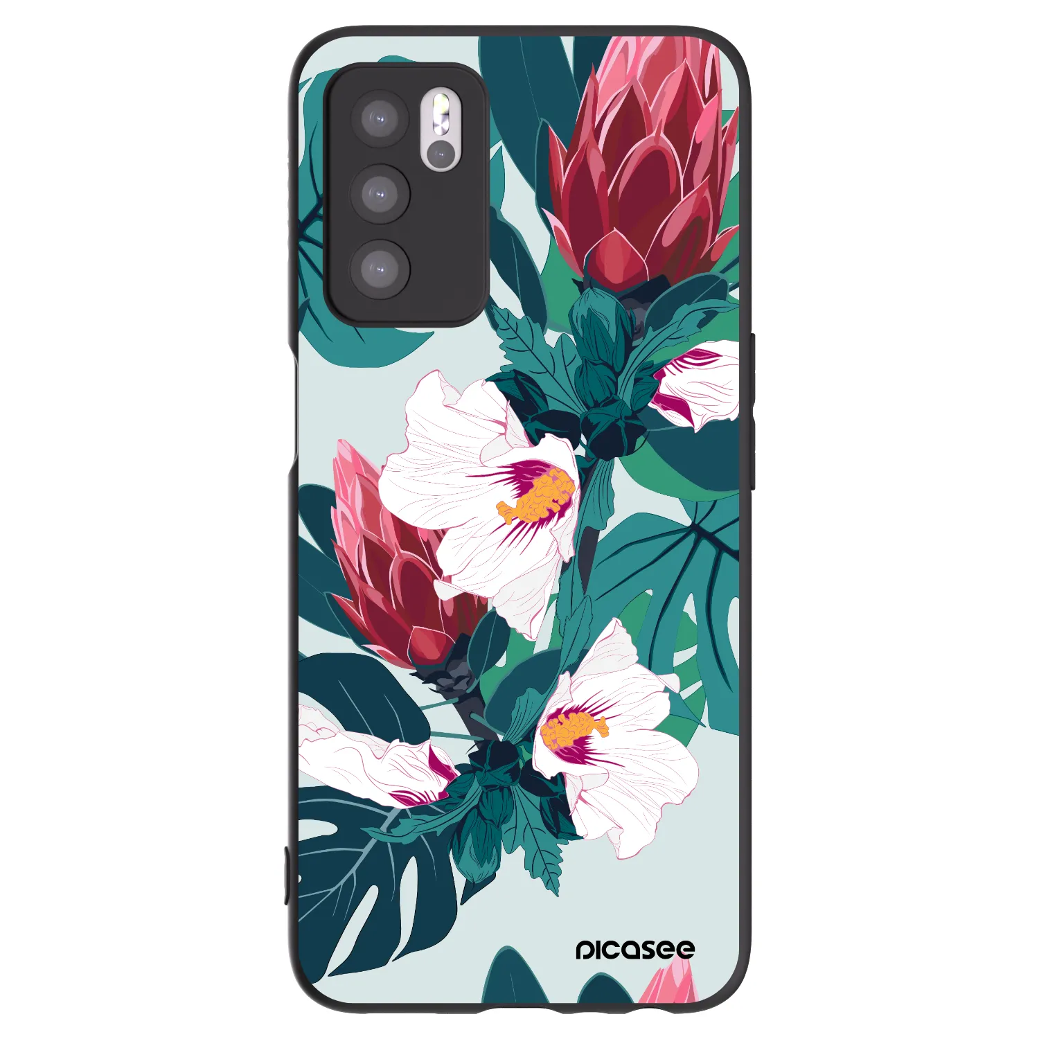 Picasee silikonový černý obal pro OPPO A16s - Rhododendron