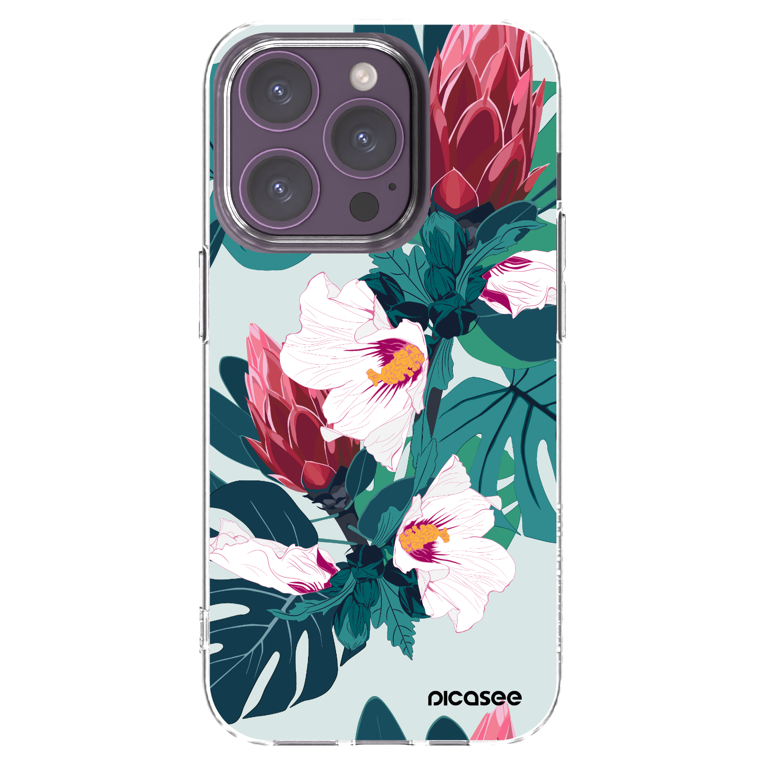 Picasee silikonový průhledný obal pro Apple iPhone 14 Pro - Rhododendron
