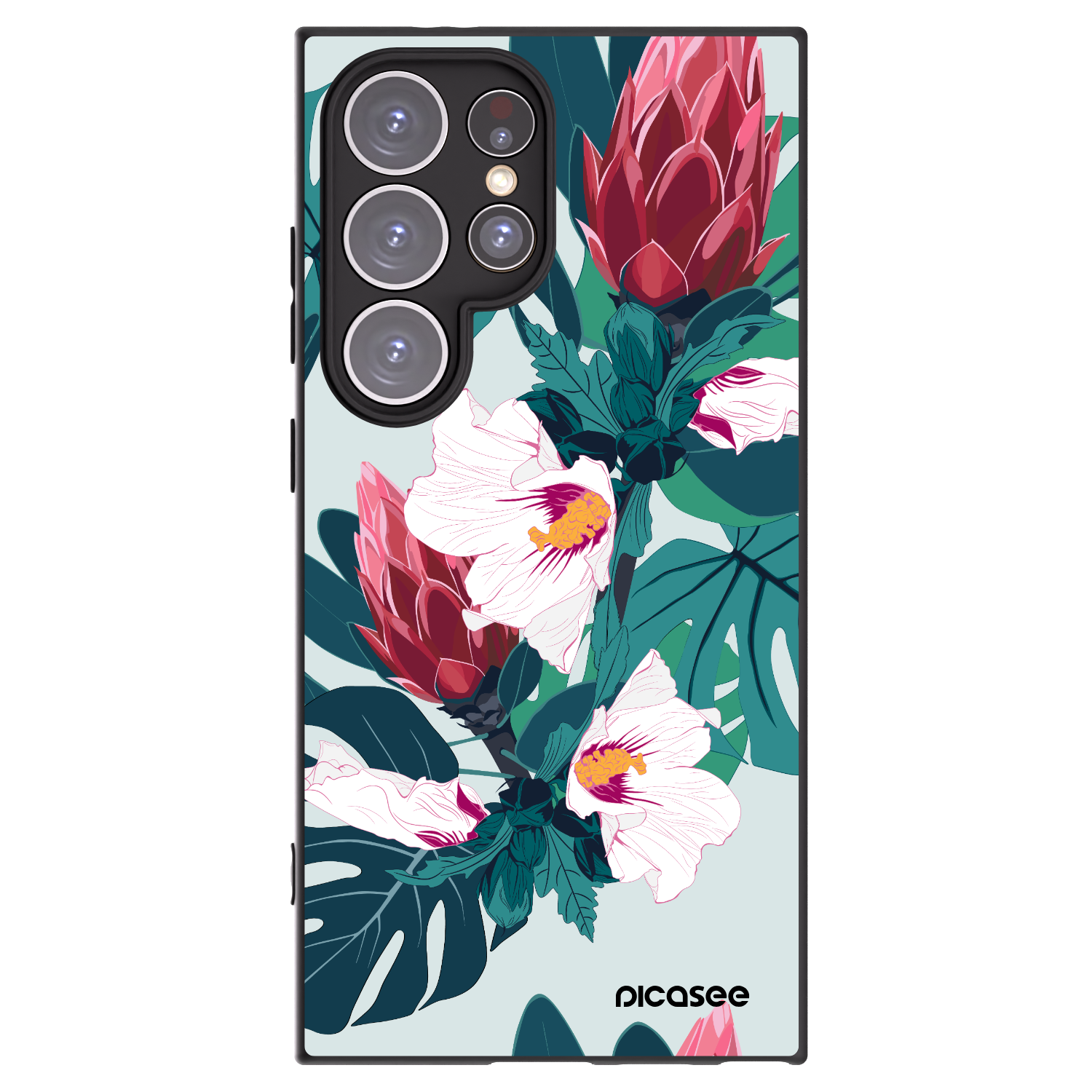 Picasee silikonový černý obal pro Samsung Galaxy S24 Ultra S928B 5G - Rhododendron